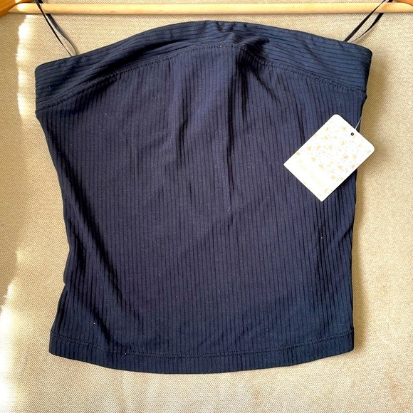 Free People New with tags Black fine line tube top cropped Size M - Picture 1 of 5